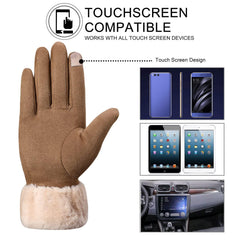 Winter Gloves for Women, Warm Touchscreen Glove Windproof Elastic Texting Gloves, Soft Lining Gloves for Ladies Sports Driving - Khaki