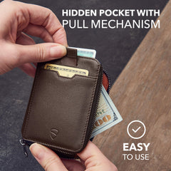 Vaultskin Notting Hill zip wallet with RFID protection (Brown)