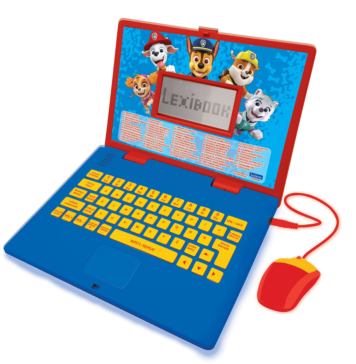 Lexibook Paw Patrol - Educational and Bilingual Laptop Italian/English - Toy for Child Kid (Boys & Girls) 124 Activities, Learn Play Games and Music with Chase Marshall - Red/Blue