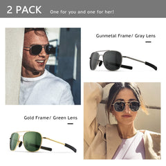 SUNGAIT Men's Military Style Polarized Pilot Aviator Sunglasses Bayonet Temples
