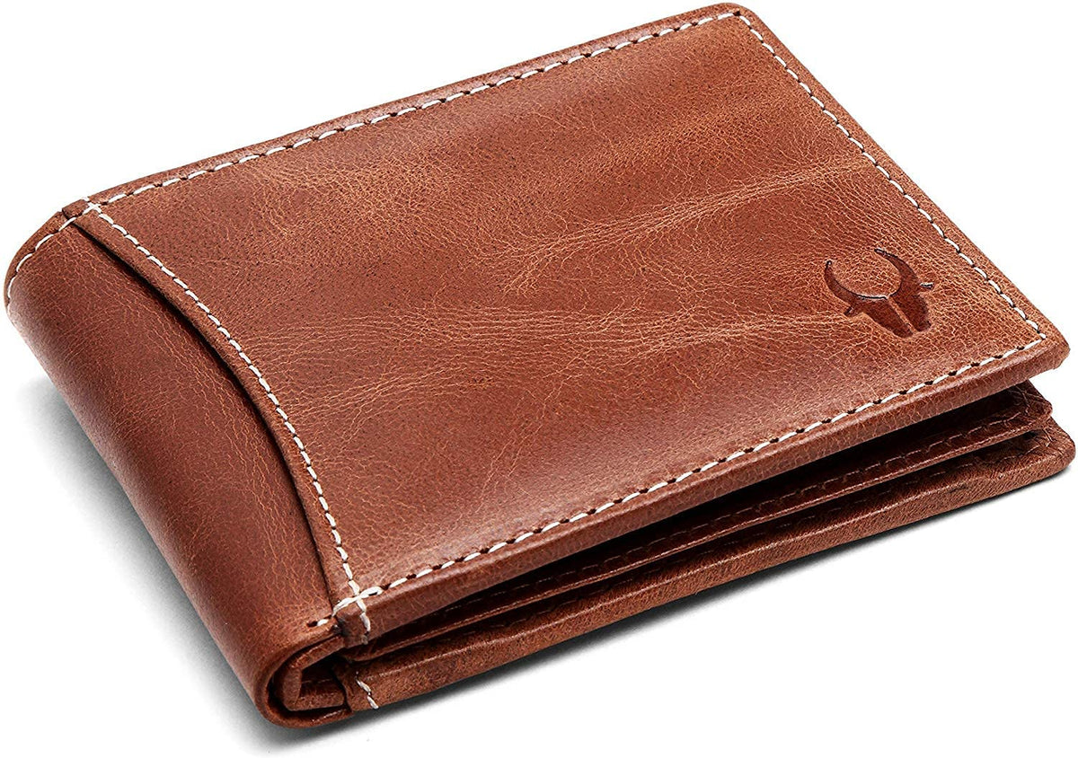 WildHorn Men WH1253 Travel Accessory- Bi-Fold Wallet - Tan Crunch