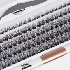 KASTWAVE Lash Extension Kit, Individual Lashes with Bond and Seal-120 Lash Clusters DIY False Eyelashes Natural Cluster Lashes with Eyelash Glue and Lash Tweezers C D Curl 10/12/14/15/16mm