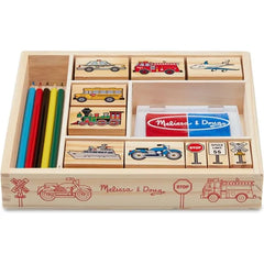 Melissa & Doug Wooden Stamp Set Bundle – Vehicles, Horse Stable, Friendship, Disney Princess & Stamp Activity Kit