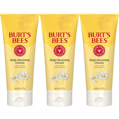 Burt's Bees Face Wash, Deep Facial Cleansing Cream, College Back to School Dorm Essentials, All Natural Cleanser with Chamomile, 6 Ounce (Pack of 3) (Packaging May Vary)