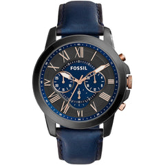 Fossil Grant Chronograph Navy Leather Watch, FS5061IE