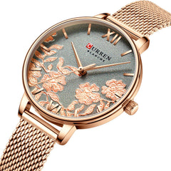 CURREN 9065 Ladies Stainless steel Casual Waterproof Small Dial Pattern Watch