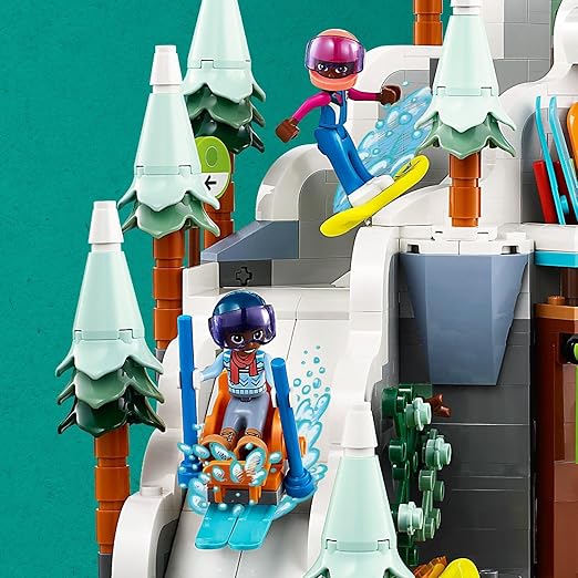 LEGO 41756 Friends Holiday Ski Slope and Café Winter Sport Christmas Set with Liann, Aron and Zac Mini-dolls and Fox Animal Figure, Toy for Girls, Boys & Kids, Creative Gift Idea