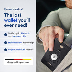TRAVANDO AirTag* Wallet Mens Wallet with Money Clip Air Tag Wallet Card Holder RFID Blocking Bifold Gifts for Men, Black & Metal