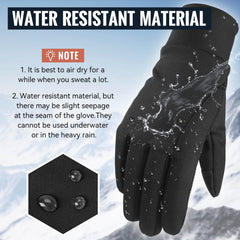 OZERO Winter Cycling Gloves for Men Women: Waterproof Windproof Anti-Slip Touchscreen Thermal Sports Gloves for Driving Hiking Bike Cycling Running - Black