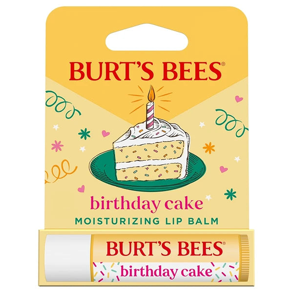 Burt's Bees Birthday Cake Lip Balm, Tint-Free, Natural Origin Lip Care, 1 Tube, 0.15 oz.