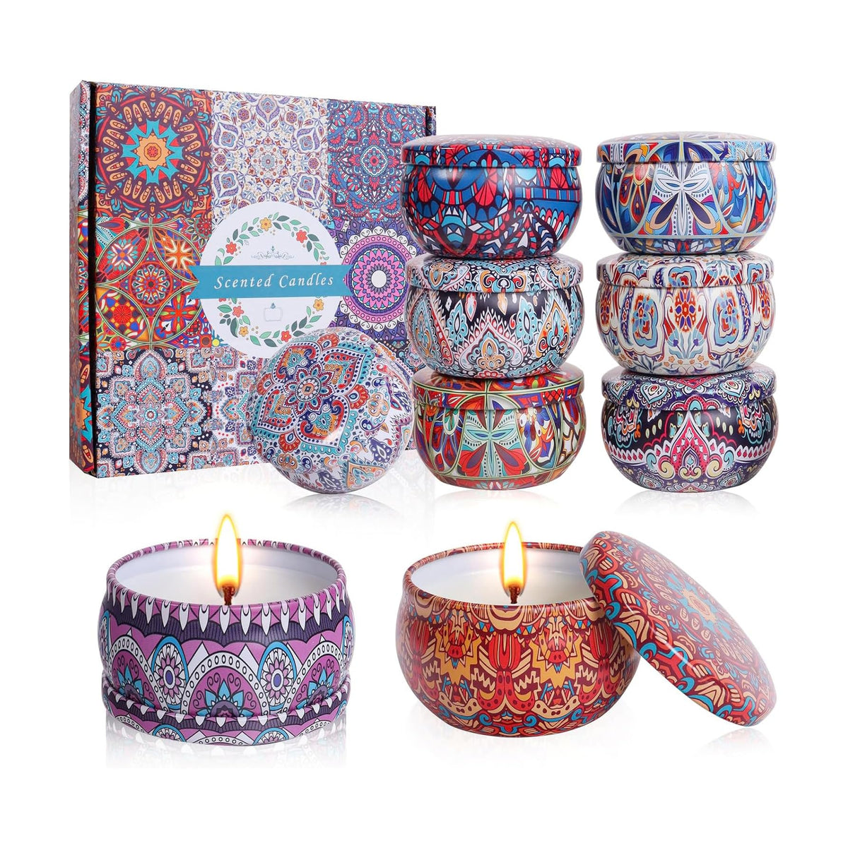 WEKOTEE Scented Candles Gift Set, 9 Pack Essential Oil Aromatherapy Candle, Stress Relief Gifts for Women, Candles for Home Scented, Ideal for Birthday, Mother's Day, (189-02)