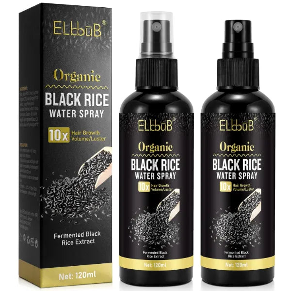 ELBBUB Black Rice Water Hair Growth Serum Spray 120ML (Pack of 2) - Natural Vegan Hair Regrowth Treatment for Men & Women with Castor Oil and Ginger