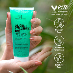 Botanic Hearth Jojoba & Hyaluronic Acid Face Wash | Hydrating Face Wash with Vitamin E & Rosemary Leaf Extract | Nourishes & Hydrates | For Women & Men | Sulphate & Paraben Free | 100ml