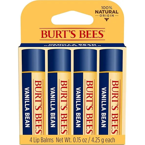 Burt'S Bees 100% Natural Moisturizing Lip Balm, Vanilla Bean - 4 Tubes, Multi, 0.15 Ounce (Pack of 4)