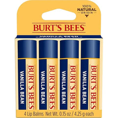 Burt'S Bees 100% Natural Moisturizing Lip Balm, Vanilla Bean - 4 Tubes, Multi, 0.15 Ounce (Pack of 4)