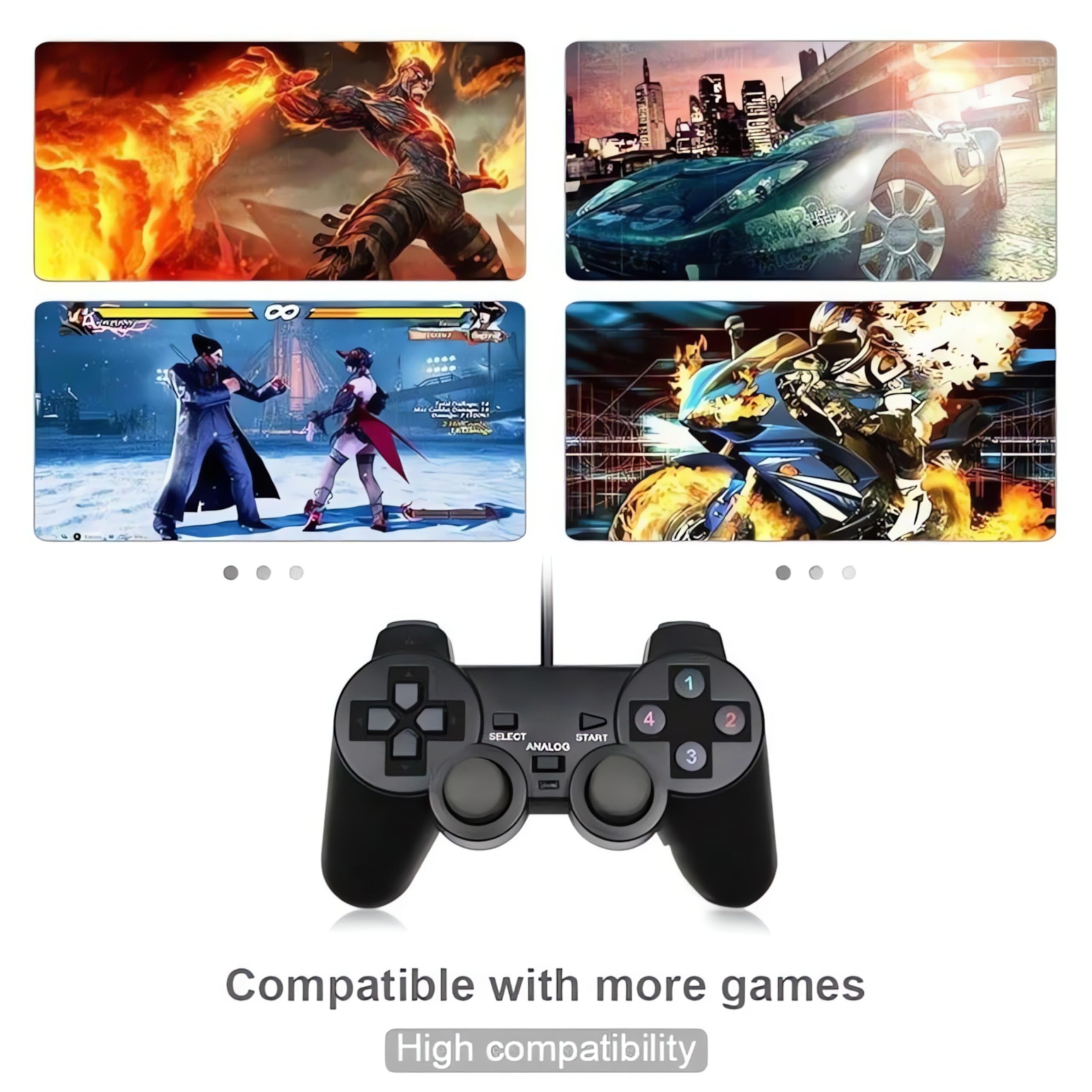 UCOM USB Gamepad/Joystick/Wired Gaming Controller for PC Computer Laptop Window with Dual Vibration Motor & Dual Analog Key & 1.8 Meter Cable, Kids & Adults - Black (Single Piece)