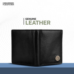 HAMMONDS FLYCATCHER Genuine Leather Wallet for Men - RFID Protected Leather Purse for Men, Money Purse for Men, Bi-Fold Wallet - 3 Card Slots, 2 ID Slots, Coin Pocket, Hidden Pockets - Black