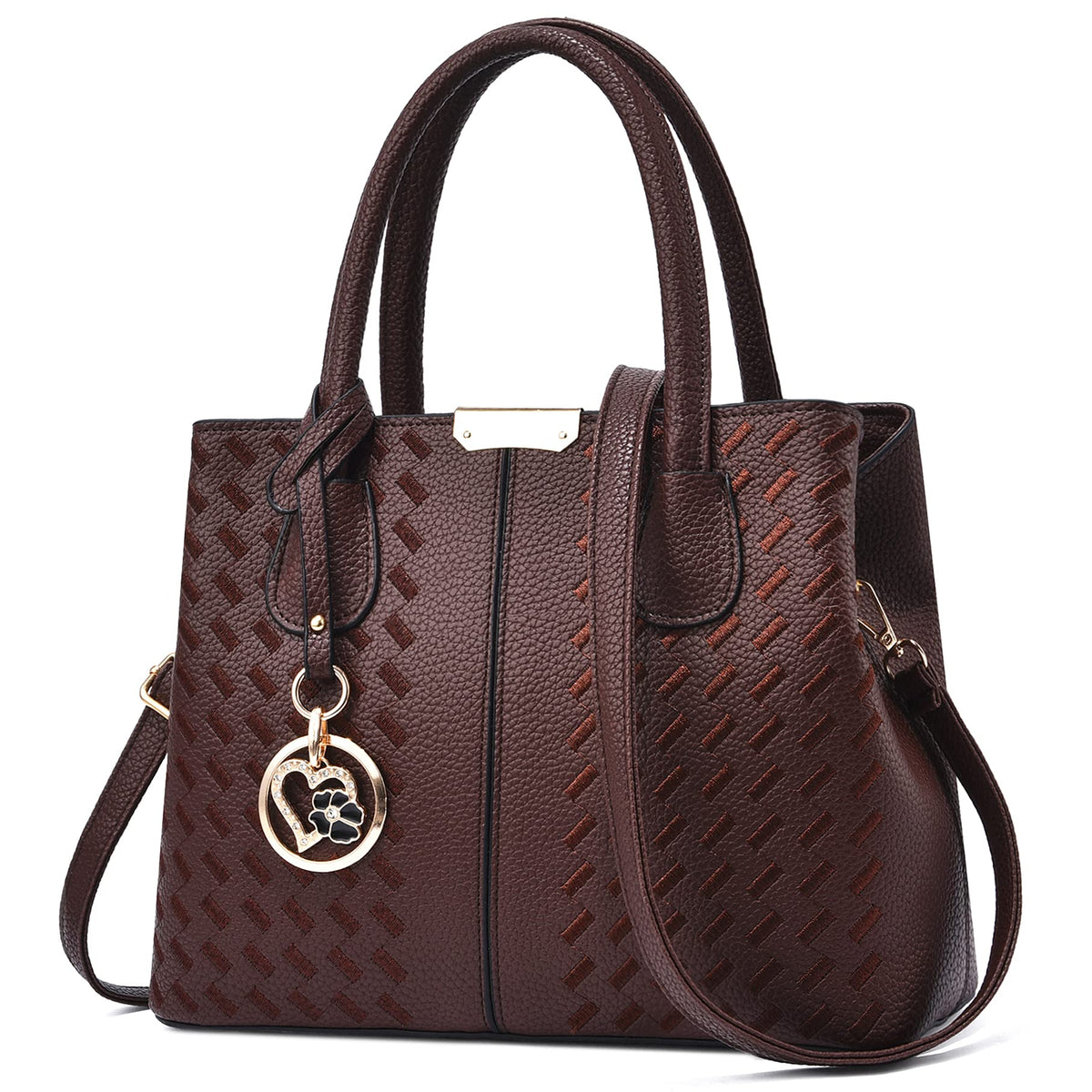 COCIFER Purses and Handbags for Women Shoulder Tote Bags Top Handle Satchel (XMQB888) - Coffee