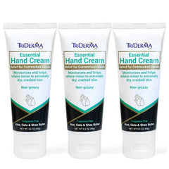 TriDerma Essential Hand Cream Relief for Overworked Hands, Moisturizes Extremely Dry, Cracked Skin, Non-greasy, Fragrance Free - 2.2 oz (Pack of 3)