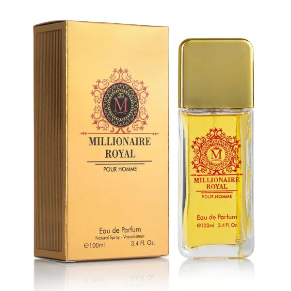 URBAN COLLECTION Millionaire Royal for Men - Oriental Fresh Woody Fragrance - Top Notes of Mandarin, Bergamot & Cardamom - Natural, Mild, Free of Parebens, Vegan & Cruelty-Free - Elegant 100ml Bottle, Parfume for Men