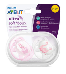 AVENT Philips Ultra Soft Pacifier, 0-6 Months, Dreams and Swan Designs, Pack of 4, SCF222/42