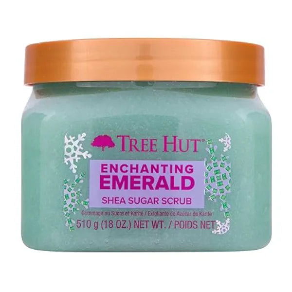 Tree Hut Enchanting Emerald Shea Sugar Scrub Exfoliating Body Scrub Removes Dead, Dry Skin for a Soft & Hydrated Feel Limited Edition Holiday Nourishing Essential Body Care 18 fl oz.