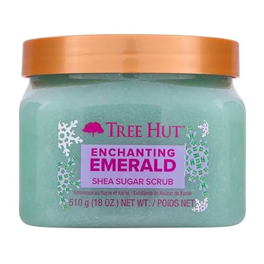 Tree Hut Enchanting Emerald Shea Sugar Scrub Exfoliating Body Scrub Removes Dead, Dry Skin for a Soft & Hydrated Feel Limited Edition Holiday Nourishing Essential Body Care 18 fl oz.