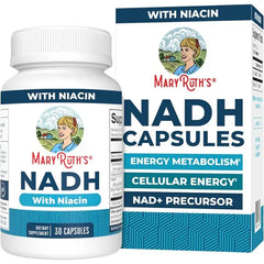MARYRUTH'S NADH Capsules, Niacin, NAD+ Precursor, 30 Servings, CoQ10, Vegan | Trans-Resveratrol, Cellular Energy, Non-GMO, Gluten Free
