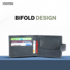 Hammonds Flycatcher RFID Protected Grey NDM Leather Wallet for Men|5 Card Slots| 1 Coin Pocket|2 Hidden Compartment|2 Currency Slots|1 ID Slot|with Easy Access Card Container, Graphite Grey, Modern