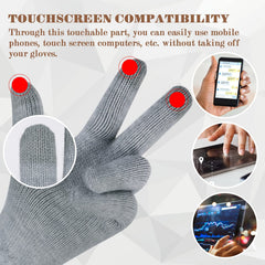ELECDON Women Touch Screen Gloves - Winter Warm Gloves Touchscreen Mittens Thermal Fleece Lined Knitted Gloves for Outdoor - Light Grey