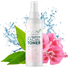 Eva Naturals Witch Hazel Face Toner – Hydrating & Clarifying Toner with Glycolic Acid, Vitamin C & Aloe for Acne, Oily, Dry & Sensitive Skin, Pore Tightening Facial Mist for Balanced Glow - 4oz