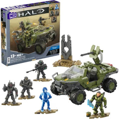 MEGA HALO the Series Vehicle Building Toys Set, FLEETCOM Warthog ATV with 469 Pieces, 5 Micro Action Figures, Poseable Articulation, Kids and Fans