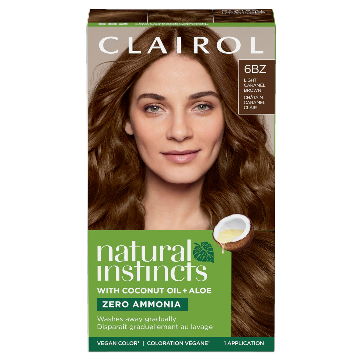 Clairol Natural Instincts Semi-Permanent Hair Color, Light Caramel Brown 6BZ, 1 Pack
