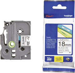 Brother Genuine TZe-241 18mm Standard Laminated Label, Black on White Tape, 8M Length