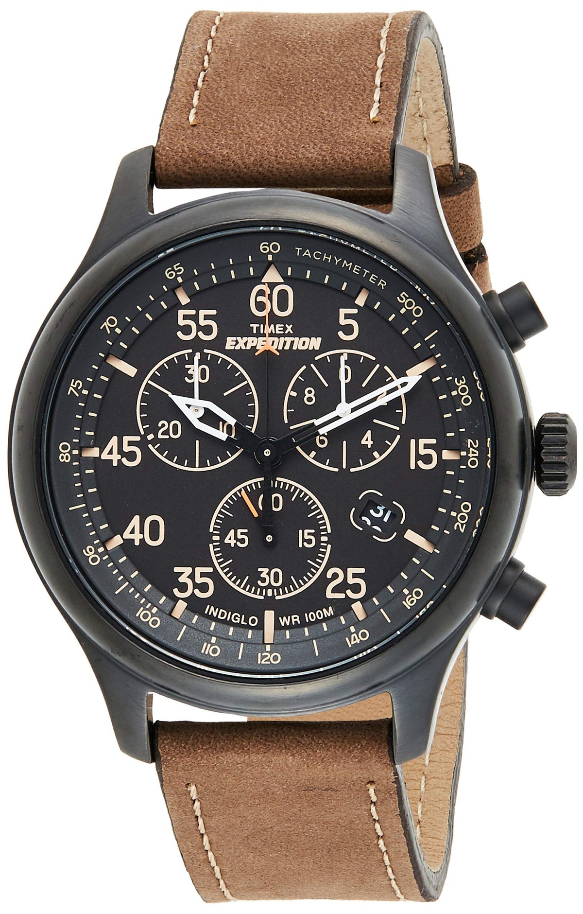 Timex Mens Quartz Watch, Chronograph Display And Leather Strap - T49905