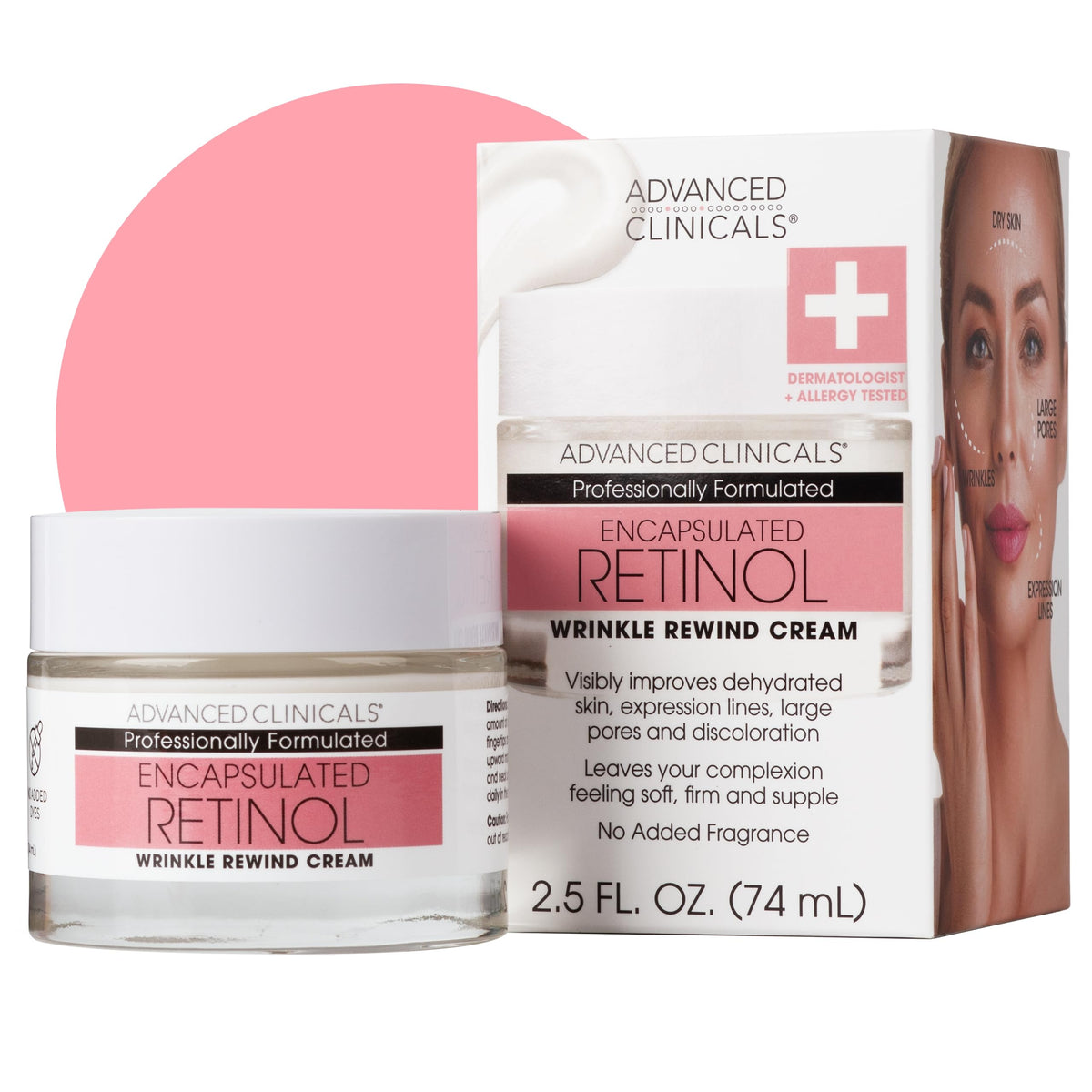 Advanced Clinicals Retinol Moisturizing Facial Cream | Encapsulated Retinol Lotion for Face with Ferulic Acid and Vitamin E to Smooth the Appearance of Crepey Skin and the Appearance of Fine Lines and Wrinkles, 2.5 fl oz