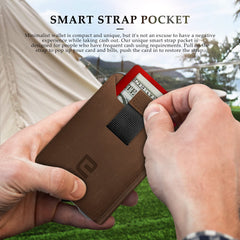 ENIGMA Dapper PU Leather Bifold Front Pocket Slim Wallet for Men, Aluminum Metal Travel Tactical RFID Blocking Card Holder Money Clip, Ideal Men's Gift - Crazy Horse