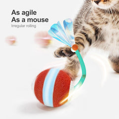 Jkanti Interactive Cat Toys for Indoor Cats,The 3rd Generation Agile Moving Cat Ball with Elastic Mesh Tail,Automatic Kitten Toys for Bored Indoor Adult Cats,Motion Activated Green