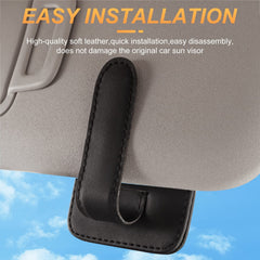 Moonmen Sunglasses Holder for Car Visor, Magnetic Leather Glasses Eyeglass Hanger Clip for Car, Sunglasses Holder and Ticket Card Clip for Car Visor Accessories (Black)