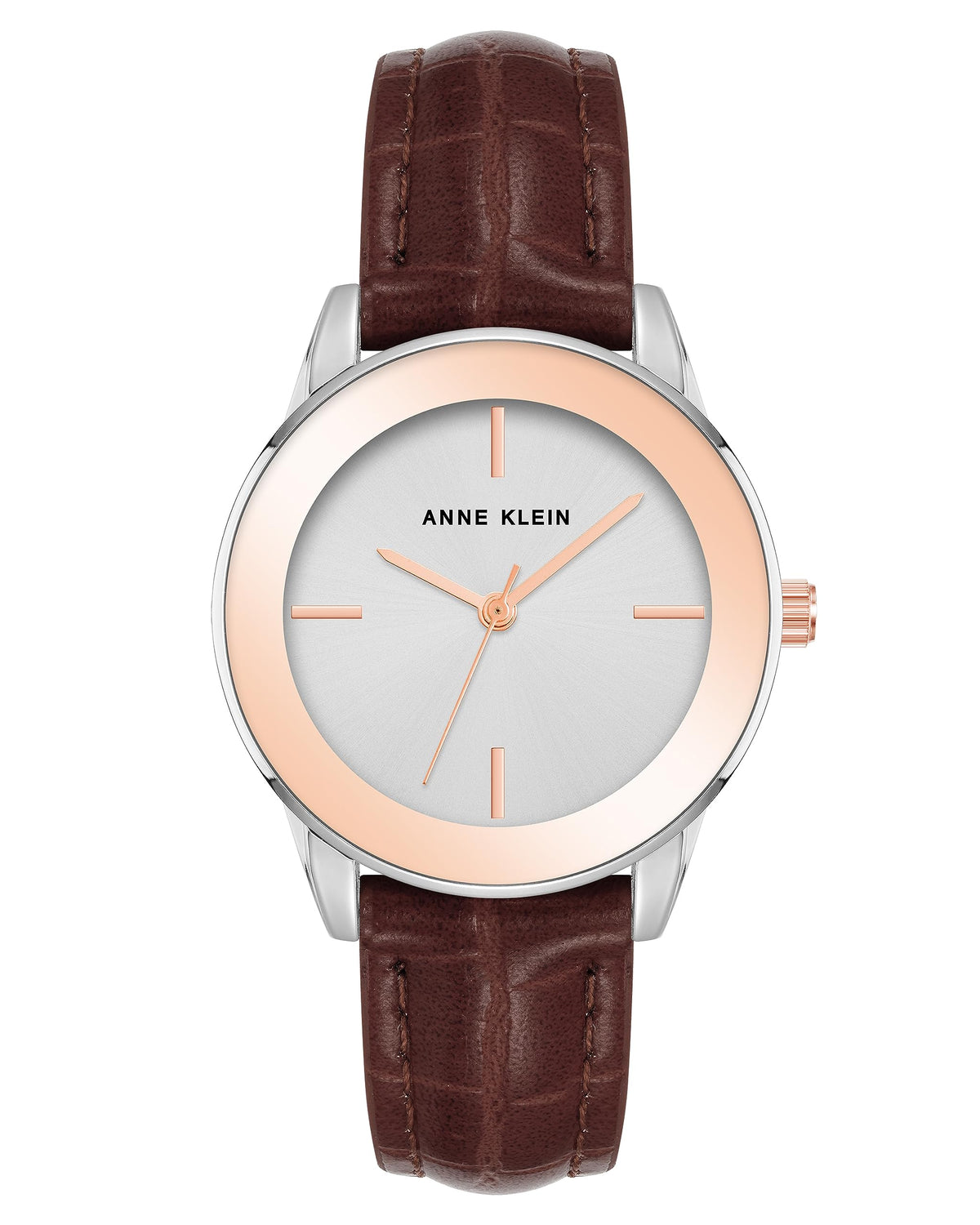 Anne Klein Women's Croco-Grain Patterned Faux Leather Strap Watch