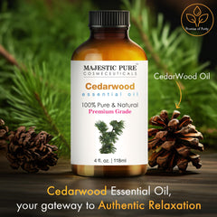 MAJESTIC PURE CEDARWOOD Essential Oil | 118 ml | 100% Pure and Natural | Premium Grade Essential Oils for Hair Care, Home Diffusers, Skin, Aromatherapy, Massage and Humidifiers - Cedarwood