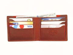 SHERWOOD HANDCRAFTED Men’s Leather Wallet Handmade Genuine Leather Men’s Wallet (Red)
