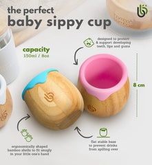 bamboo bamboo Baby and Toddler Sippy Cup - 5 Oz Eco-Friendly Dinky Cup with Cute Silicone Drip Rim for Teeth and Gum Protection - Ideal Toddler Transition Cup (Lilac)