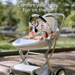 TUMAMA Car Seat Toys for Babies 0-6 Months, Stroller Toys for Infant 0-6 Months, Newborn Sensory Hanging Rattle Arch Toy with Butterfly Elephant Owls,Musical Toy for Baby 6-12 Months