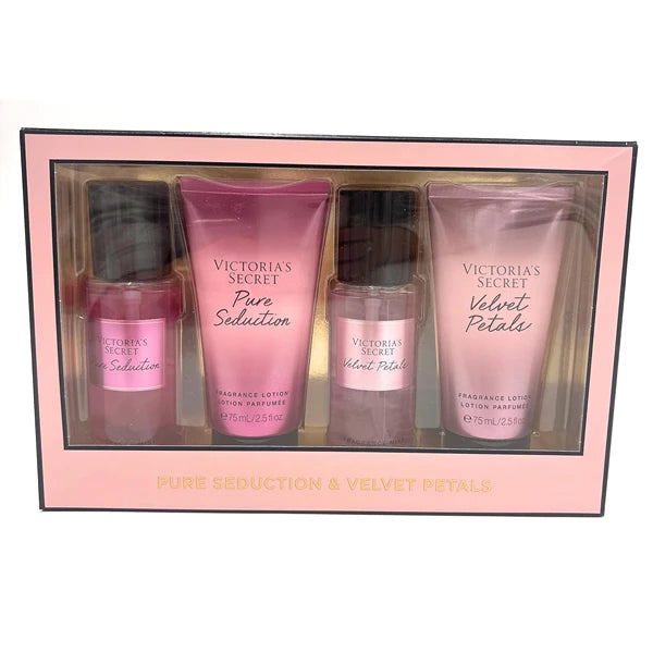 Victoria's Secret 4pc Gift set: Pure Seduction & Velvet Petals Mist, Lotion each 2.5 fl oz Limited Edition
