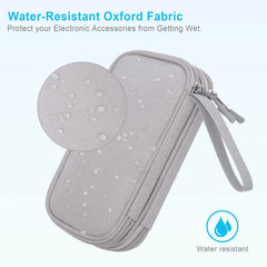 Lacdo Electronic Organizer, Travel Cable Organizer Bag Pouch Tech Electronic Accessories Carry Case Portable Double Layers Charger Case for Cable, Cords, Charger, Phone, Earphone, Power Bank, Gray