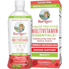 MARYRUTH'S Liquid Morning Multivitamin Essentials+, 2 Flavors, Vegan, 32oz | Vitamin A C D E B6 B12 Biotin Zinc, Mens Womens Multivitamin, Immune Support, Beauty, Sugar Free, Vegan, Vitamins for Ages 1+