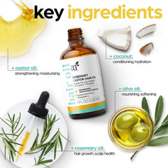 artnaturals Organic Rosemary Castor Hair Growth Oil 4.0oz with Coconut & Olive Oil - Invigorating Nourishing Treatment for Hair & Scalp, Targeting Dryness, Damaged Hair, Split Ends for Healthy Hair
