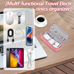 STAYOUNG Portable Electronic Accessory Bag - Cable Organizer, Travel Gadget Organizer, Compatible Charger USB Cable SD Memory Card Headset Hard Drive (Pink)