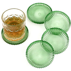 OGANAZI Modern Clear Coasters Set of 5 Glass Cute Coasters for Drinks